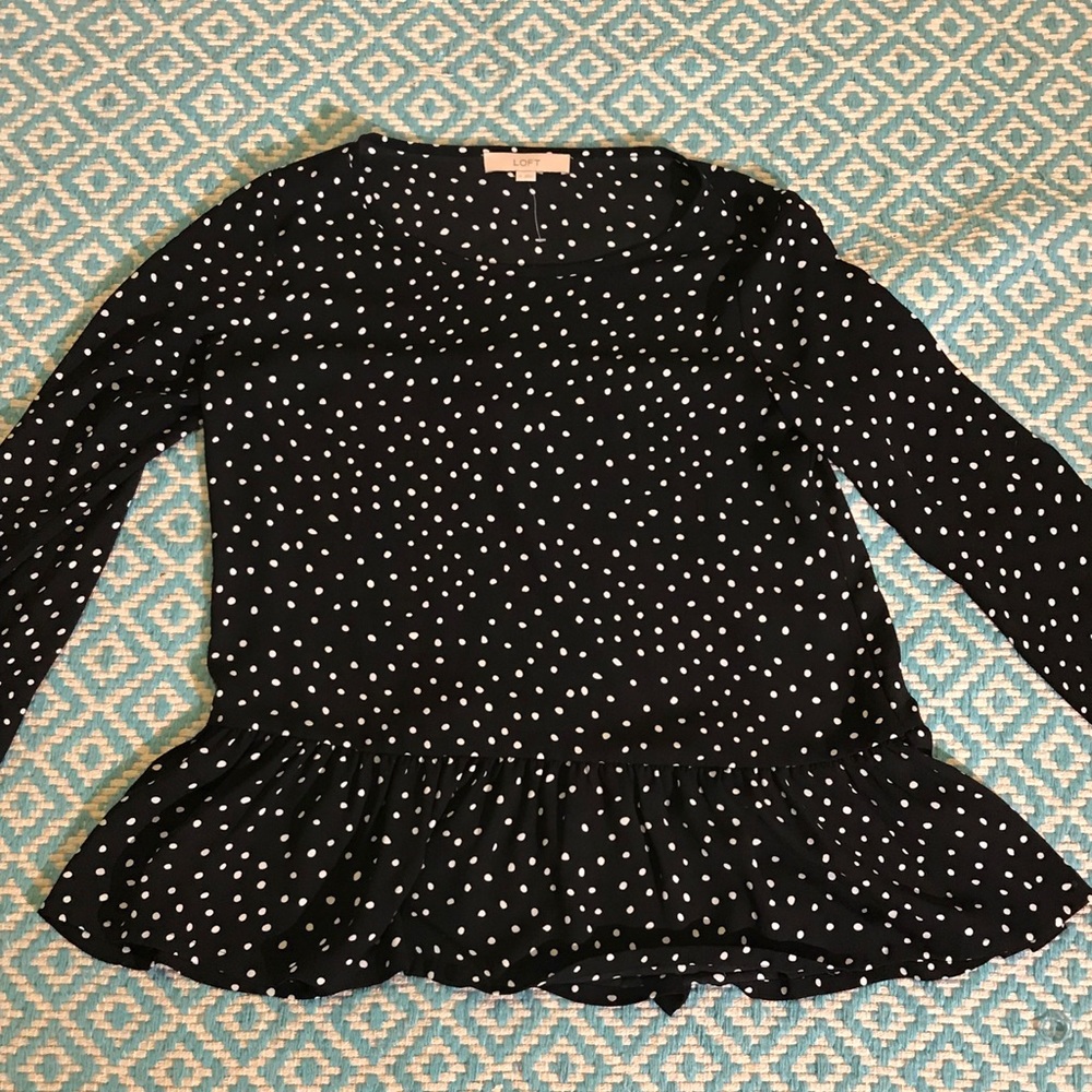 LOFT black and white polka dot